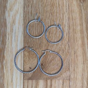 Set of sterling silver hoop earrings